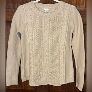 J Crew Vintage Fisherman Core Cable Knit Women’s Small Beige Sweater